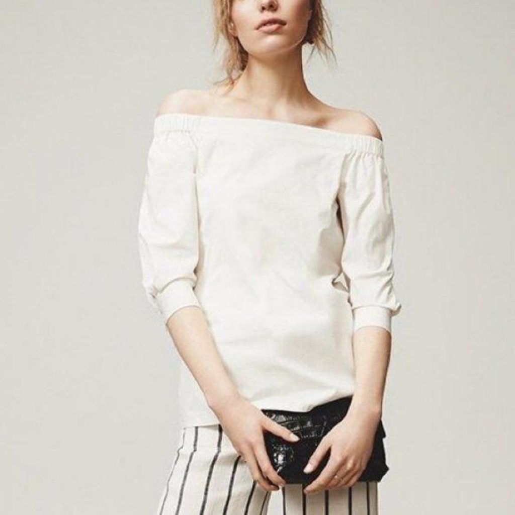 Theory Joscla Light Poplin Off The Shoulder Shirt
